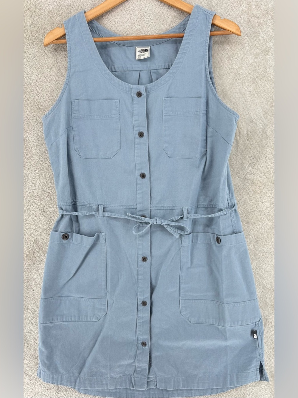 The North Face Women’s Organic Cotton Utility Shirt Dress Light Blue Sleeveless